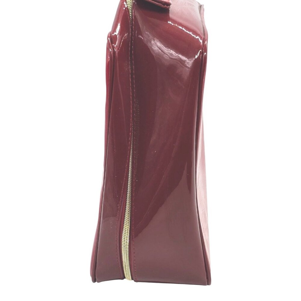 Estee Lauder Sleek Red Patent Leather Cosmetic Travel Bag W/ Gold Zipper Accents - Picture 3 of 12
